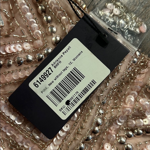 NWT Adrianna Papell Women’s Elegant Blush Beaded Strapless Dress Size 12 - Picture 7 of 10
